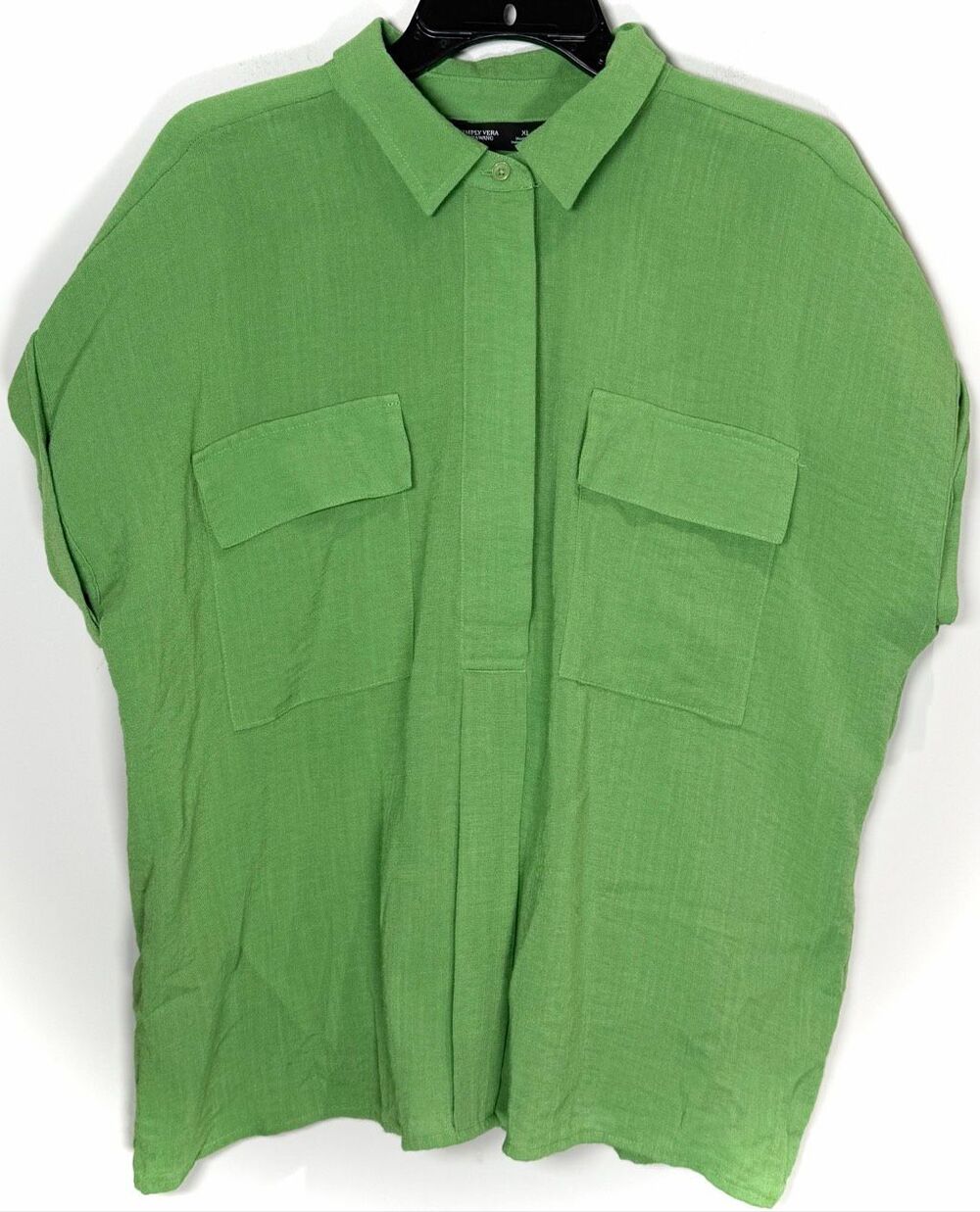Simply Vera linen blend green top size XL